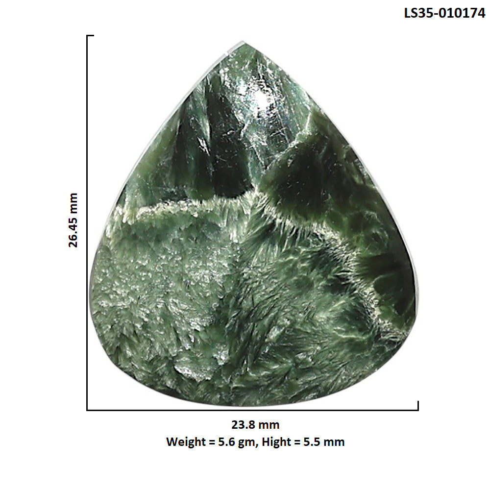 Natural Russian Seraphinite 23.8x26.45x5.5 mm Heart Shape Polished Gemstone LS35-010174