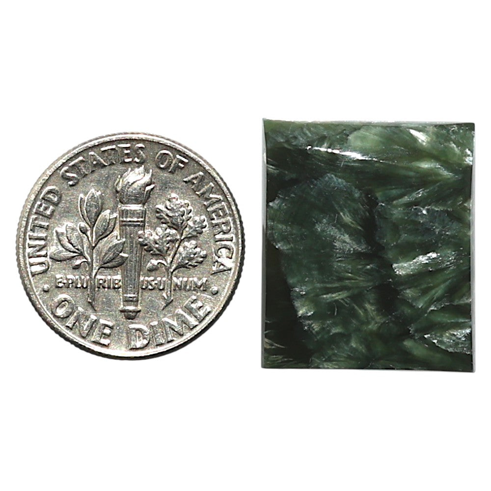 Natural Russian Seraphinite 16.6x19.5x4.5 mm Baguette Shape Polished Gemstone LS35-010195