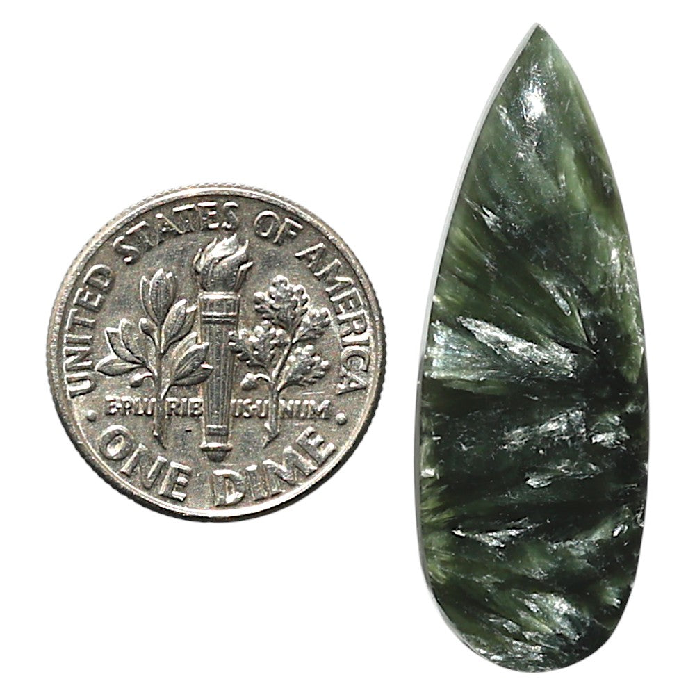 Natural Russian Seraphinite 12x34x4.5 mm Pear Shape Polished Gemstone LS35-010209