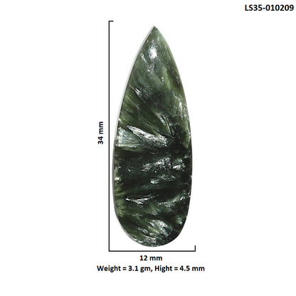 Natural Russian Seraphinite 12x34x4.5 mm Pear Shape Polished Gemstone LS35-010209