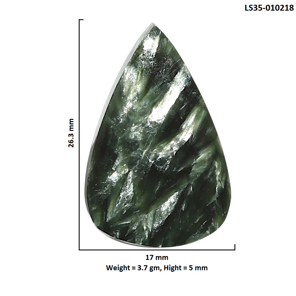 Natural Russian Seraphinite 17x26.3x5 mm Pear Shape Polished Gemstone LS35-010218