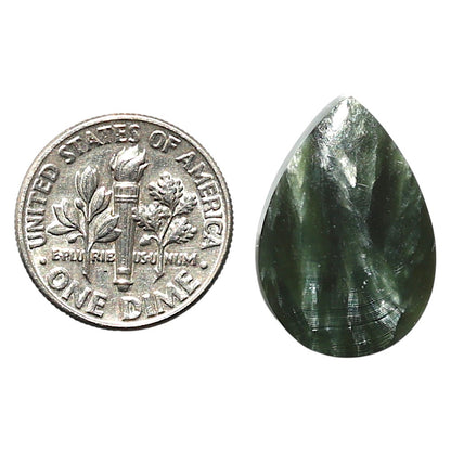 Natural Russian Seraphinite 14.8x21.6x4 mm Pear Shape Polished Gemstone LS35-010224