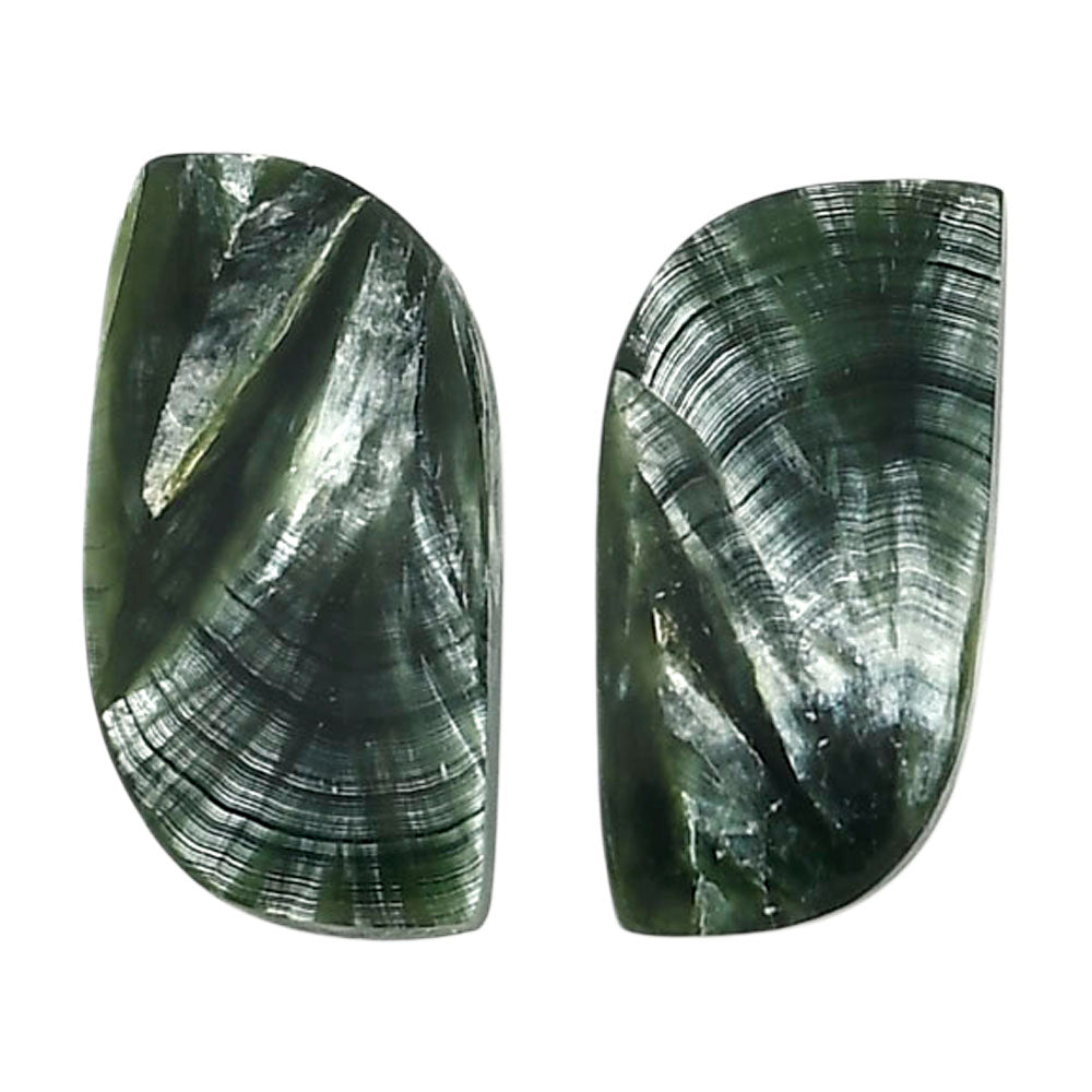Russian Seraphinite Pair 10.3x21.2x3.5 mm Fancy Shape Polished Gemstone LS35-04383