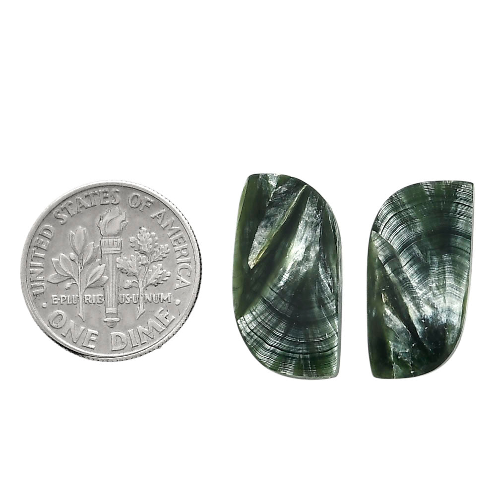 Russian Seraphinite Pair 10.3x21.2x3.5 mm Fancy Shape Polished Gemstone LS35-04383