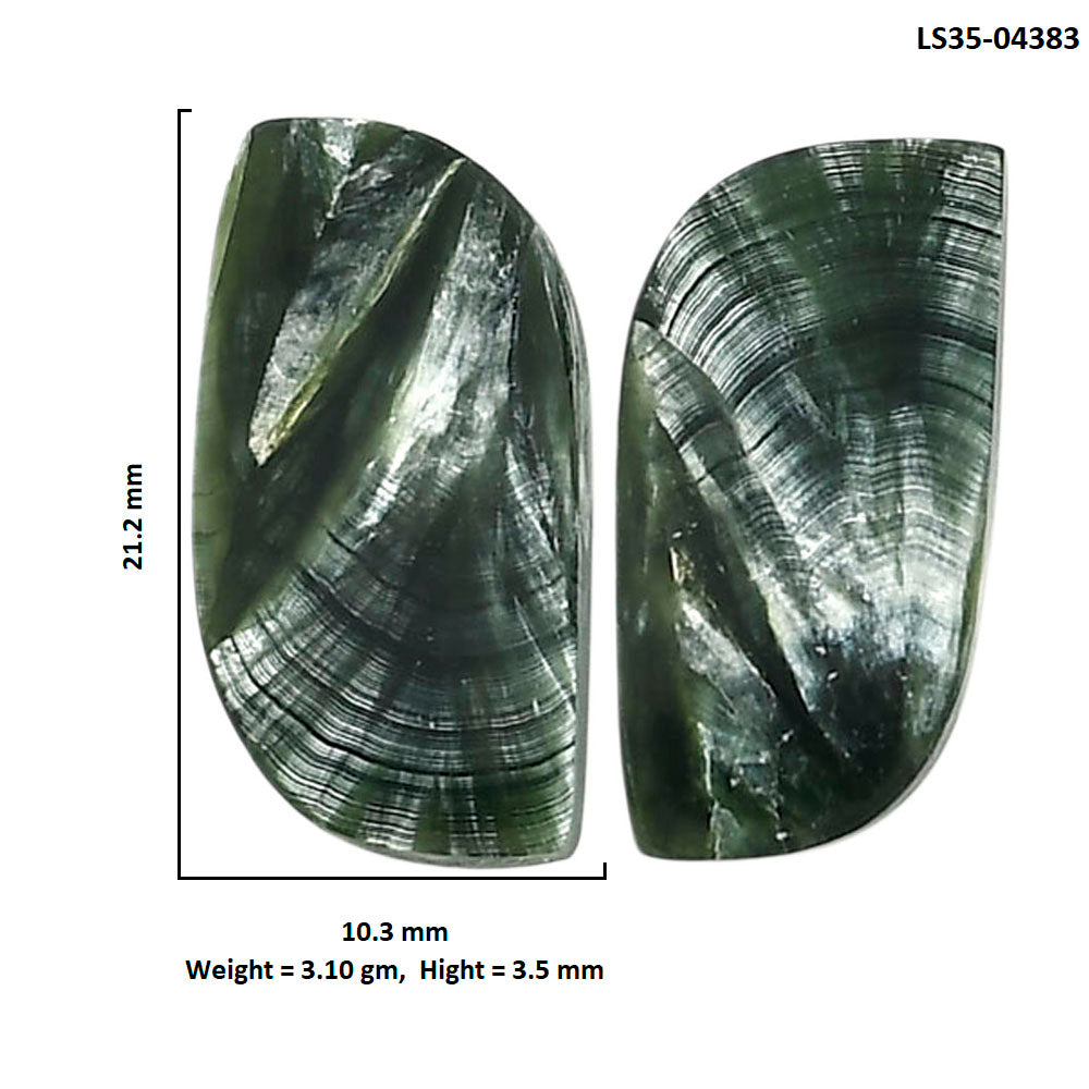 Russian Seraphinite Pair 10.3x21.2x3.5 mm Fancy Shape Polished Gemstone LS35-04383