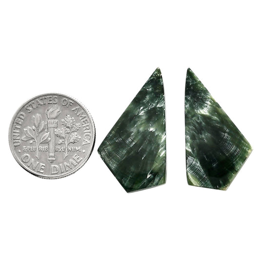Russian Seraphinite Pair 14x26.3x4 mm Fancy Shape Polished Gemstone LS35-04384