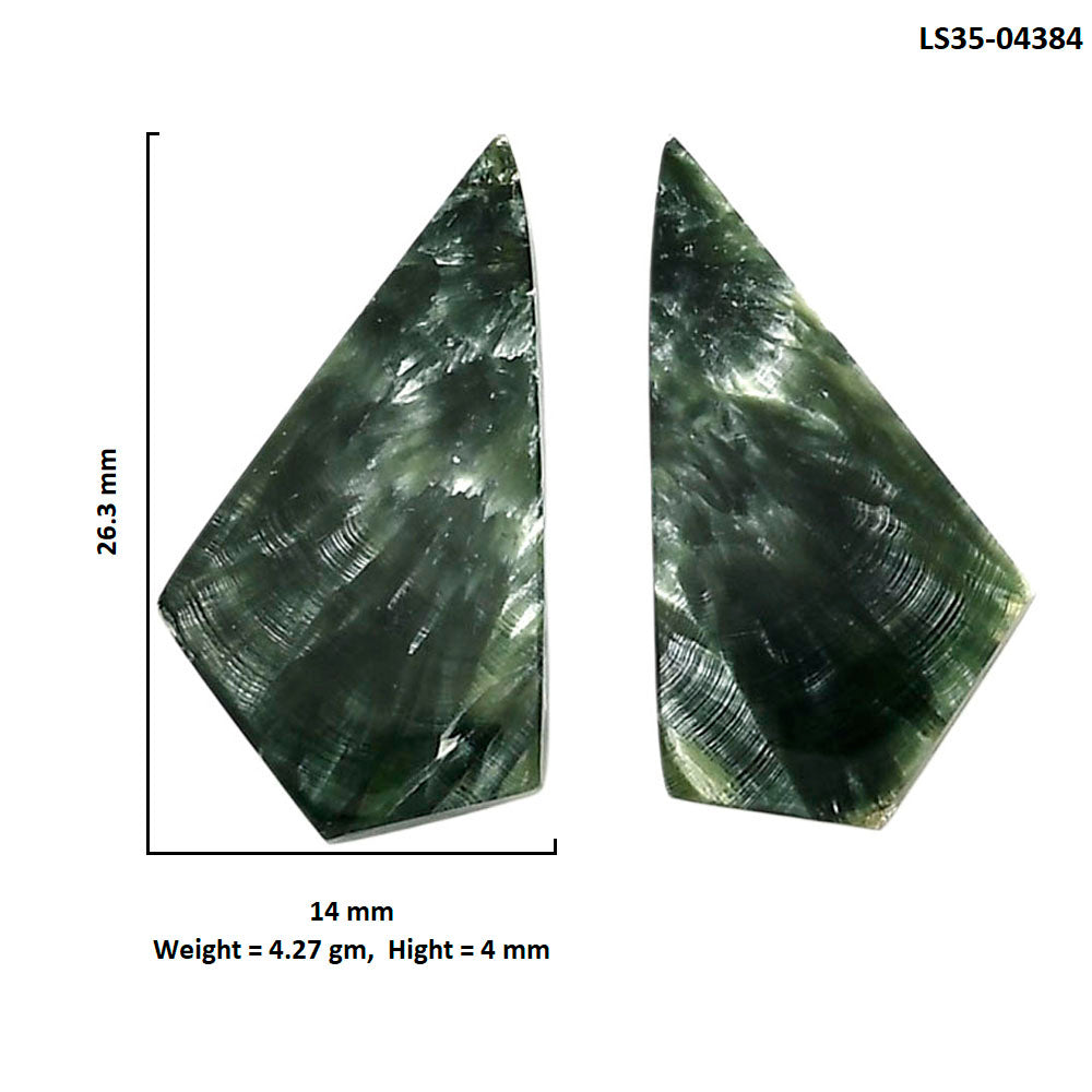 Russian Seraphinite Pair 14x26.3x4 mm Fancy Shape Polished Gemstone LS35-04384