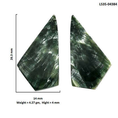 Russian Seraphinite Pair 14x26.3x4 mm Fancy Shape Polished Gemstone LS35-04384