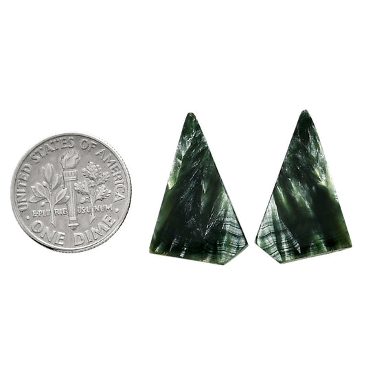 Russian Seraphinite Pair 12.9x21.25x3.5 mm Fancy Shape Polished Gemstone LS35-04387