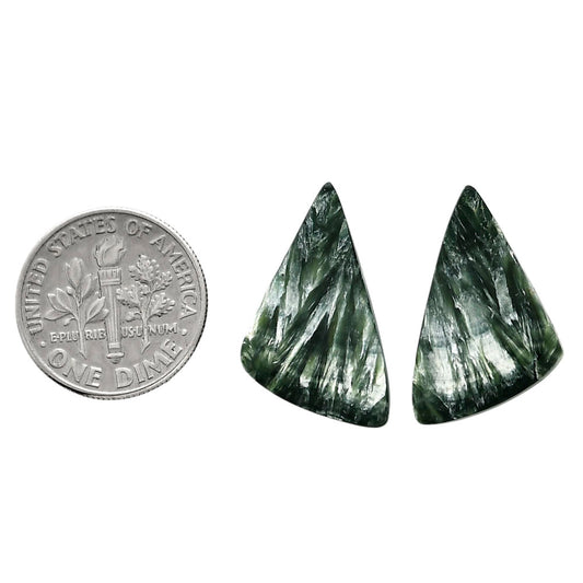 Russian Seraphinite Pair 13.1x22.6x3.7 mm Fancy Shape Polished Gemstone LS35-04388