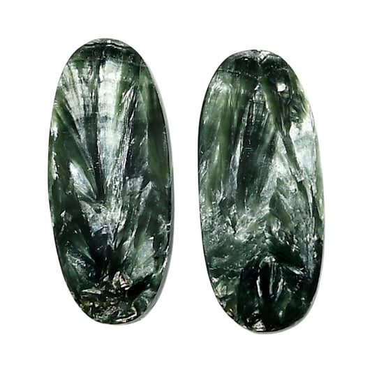 Russian Seraphinite Pair 11x25.2x4 mm Oval Shape Polished Gemstone LS35-04391