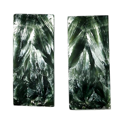 Russian Seraphinite Pair 10x22.25x4 mm Baguette Shape Polished Gemstone LS35-04394