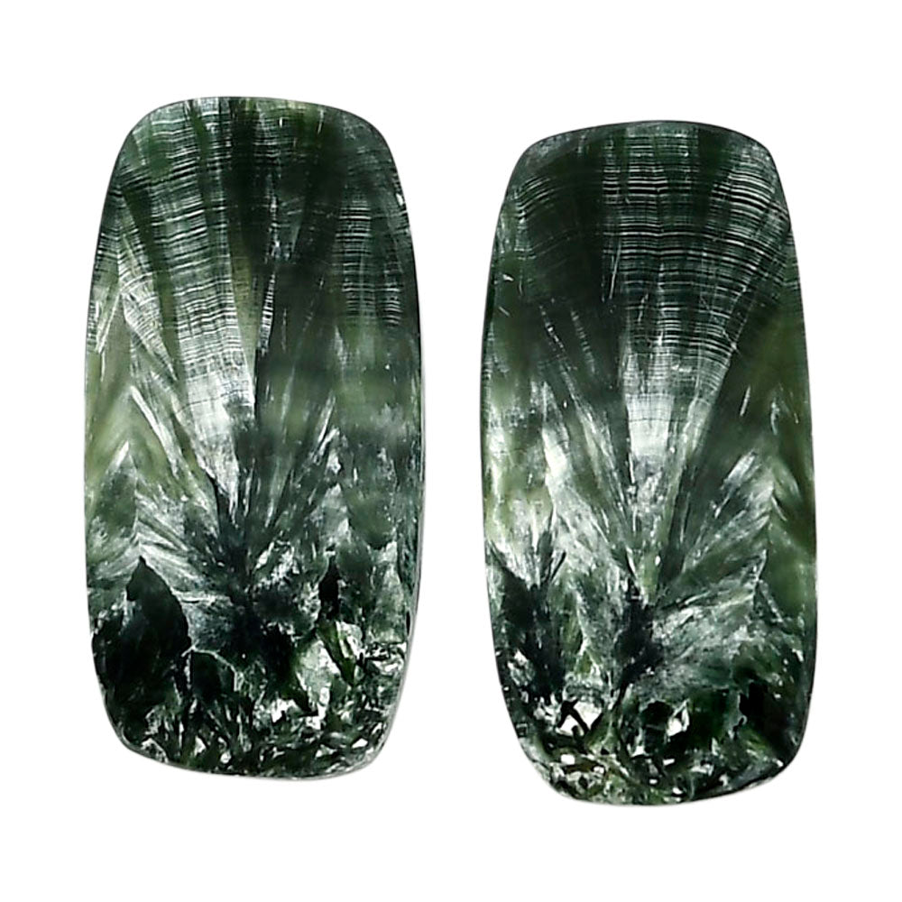 Russian Seraphinite Pair 13x26.2x4 mm Cushion Shape Polished Gemstone LS35-04395