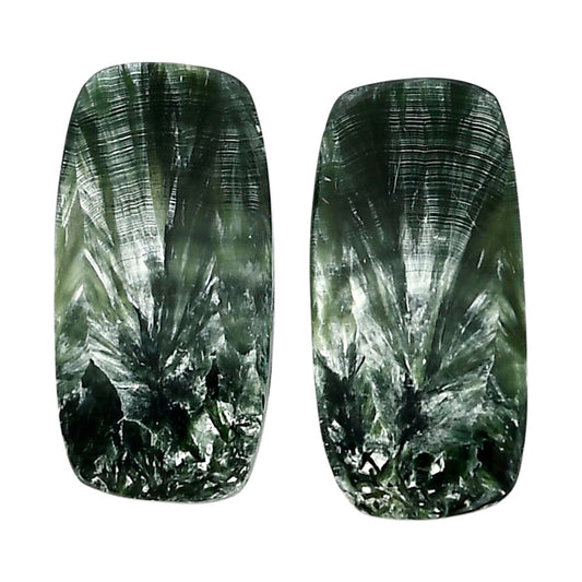 Russian Seraphinite Pair 13x26.2x4 mm Cushion Shape Polished Gemstone LS35-04395