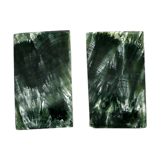 Russian Seraphinite Pair 12x20.3x4.5 mm Baguette Shape Polished Gemstone LS35-04396
