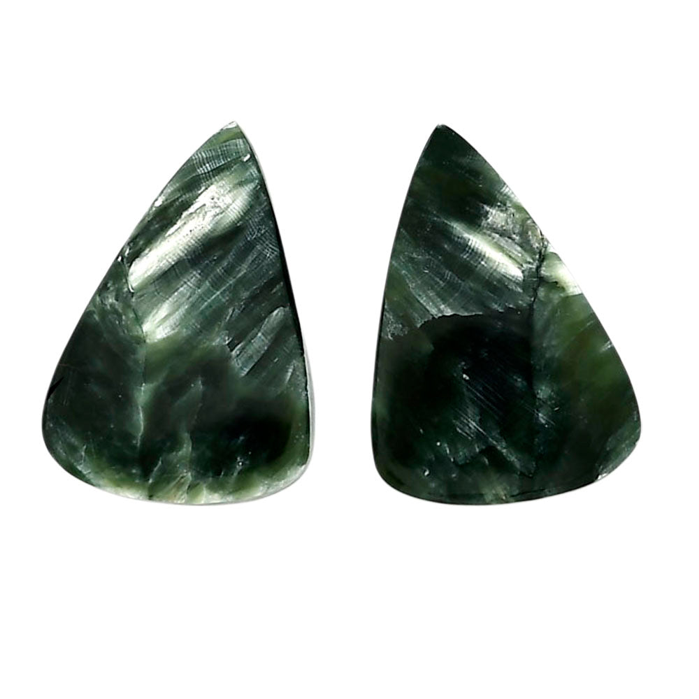 Russian Seraphinite Pair 15.5x25.25x4 mm Pear Shape Polished Gemstone LS35-04397