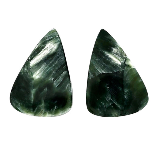Russian Seraphinite Pair 15.5x25.25x4 mm Pear Shape Polished Gemstone LS35-04397