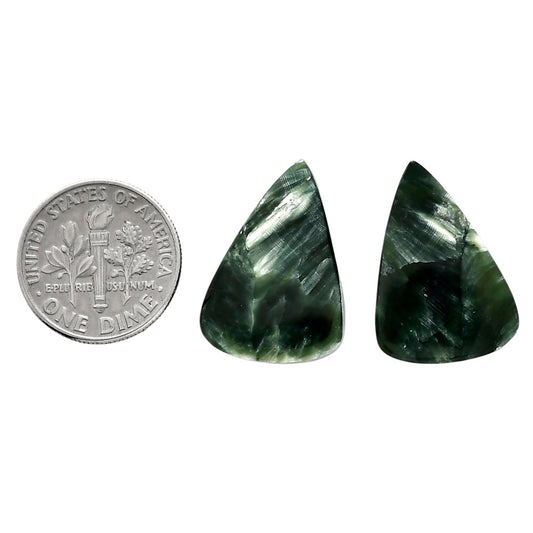 Russian Seraphinite Pair 15.5x25.25x4 mm Pear Shape Polished Gemstone LS35-04397