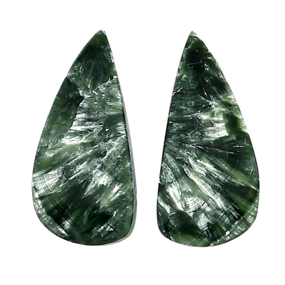 Russian Seraphinite Pair 11x23.3x4 mm Fancy Shape Polished Gemstone LS35-04400