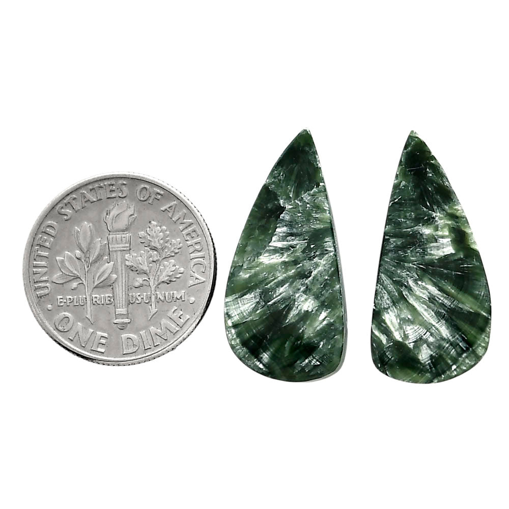 Russian Seraphinite Pair 11x23.3x4 mm Fancy Shape Polished Gemstone LS35-04400