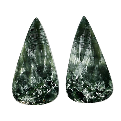 Russian Seraphinite Pair 13.5x25.4x4 mm Pear Shape Polished Gemstone LS35-04401