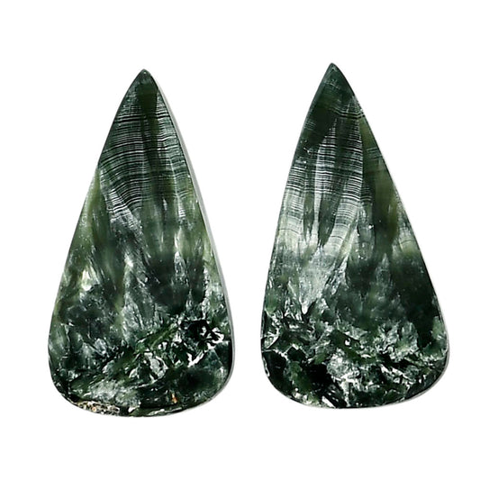 Russian Seraphinite Pair 13.5x25.4x4 mm Pear Shape Polished Gemstone LS35-04401