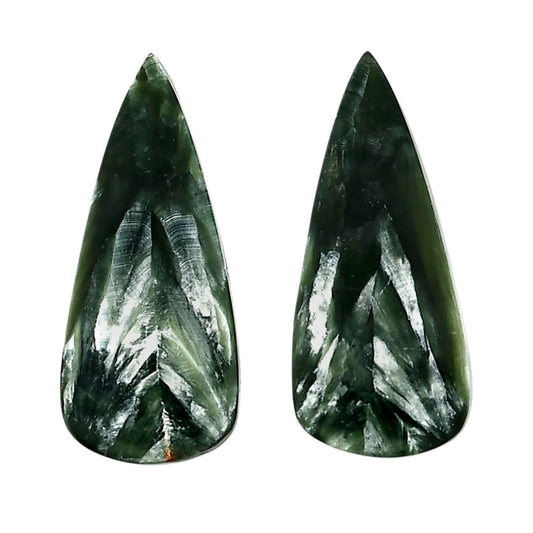 Russian Seraphinite Pair 12.5x28.3x3.7 mm Pear Shape Polished Gemstone LS35-04402