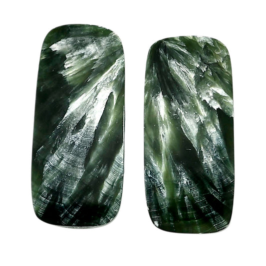 Russian Seraphinite Pair 13.2x28.5x4 mm Cushion Shape Polished Gemstone LS35-04403