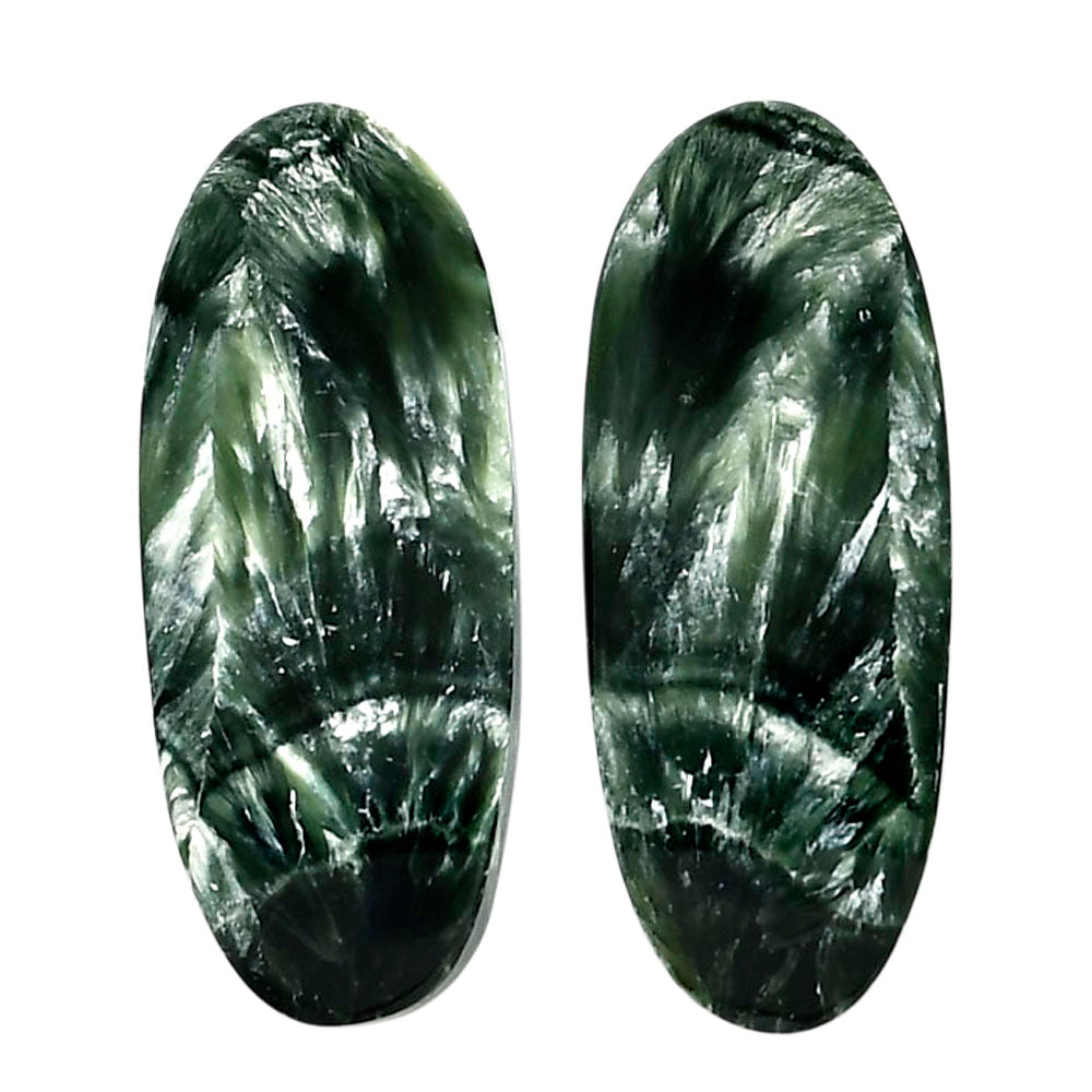 Russian Seraphinite Pair 12.25x30.5x4 mm Oval Shape Polished Gemstone LS35-04404