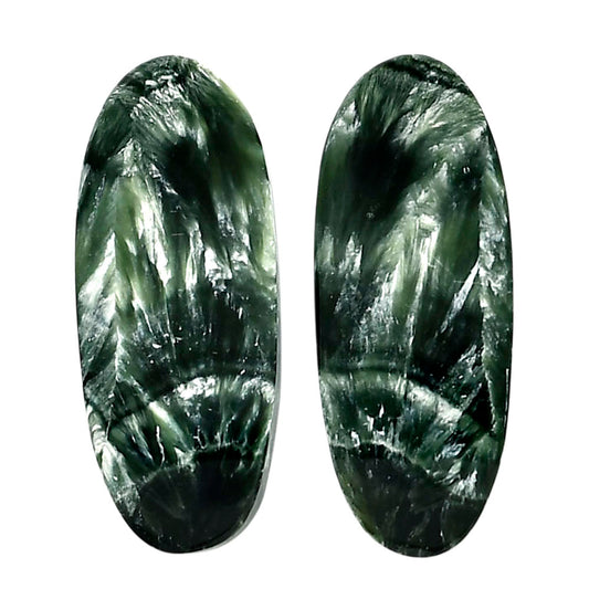 Russian Seraphinite Pair 12.25x30.5x4 mm Oval Shape Polished Gemstone LS35-04404
