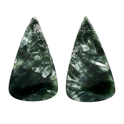 Russian Seraphinite Pair 15.6x27x4 mm Pear Shape Polished Gemstone LS35-04406