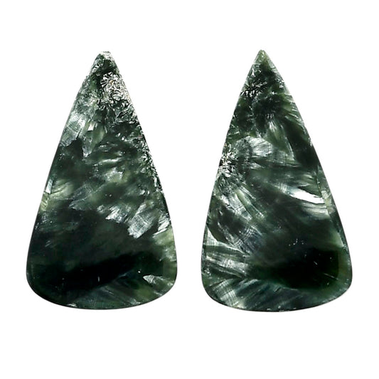 Russian Seraphinite Pair 15.6x27x4 mm Pear Shape Polished Gemstone LS35-04406
