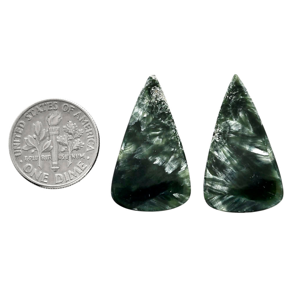 Russian Seraphinite Pair 15.6x27x4 mm Pear Shape Polished Gemstone LS35-04406