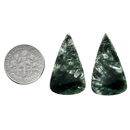 Russian Seraphinite Pair 15.6x27x4 mm Pear Shape Polished Gemstone LS35-04406