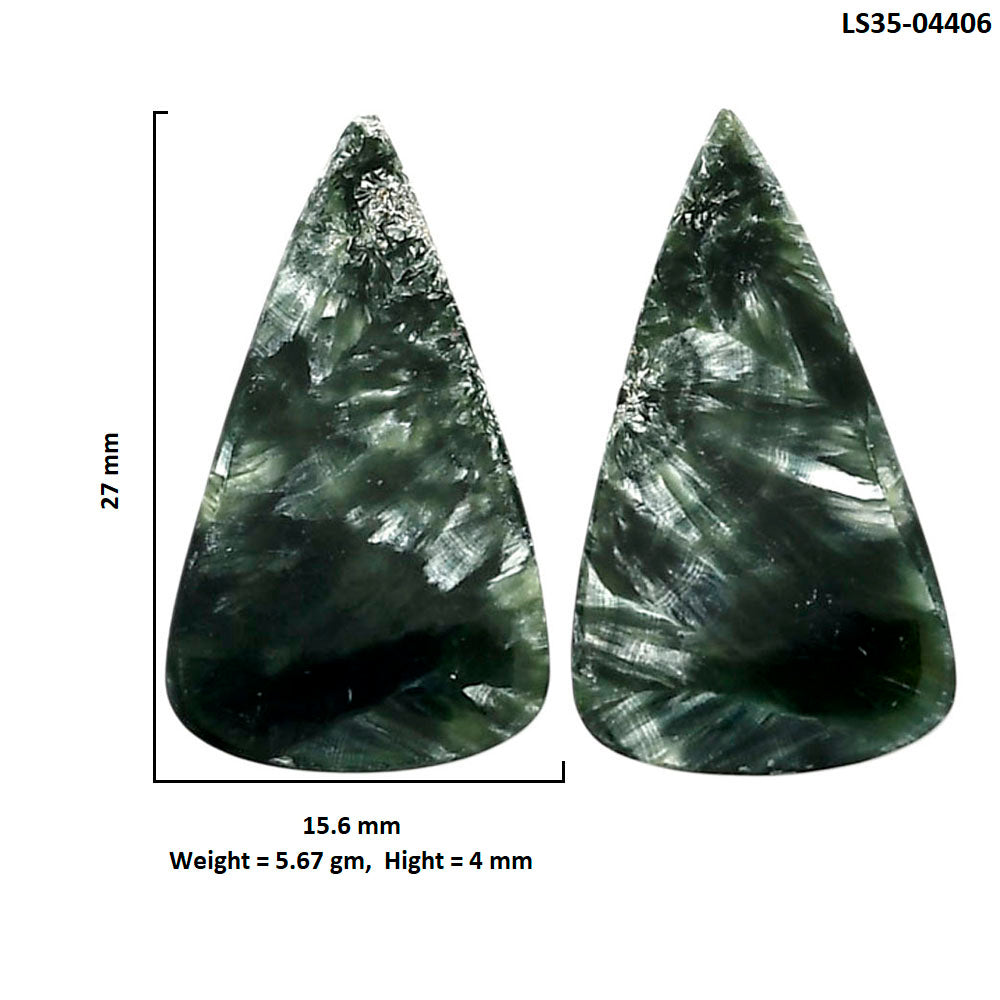 Russian Seraphinite Pair 15.6x27x4 mm Pear Shape Polished Gemstone LS35-04406