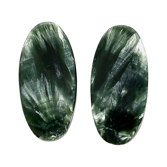 Russian Seraphinite Pair 10x20.75x4 mm Oval Shape Polished Gemstone LS35-04409