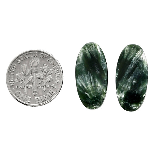 Russian Seraphinite Pair 10x20.75x4 mm Oval Shape Polished Gemstone LS35-04409
