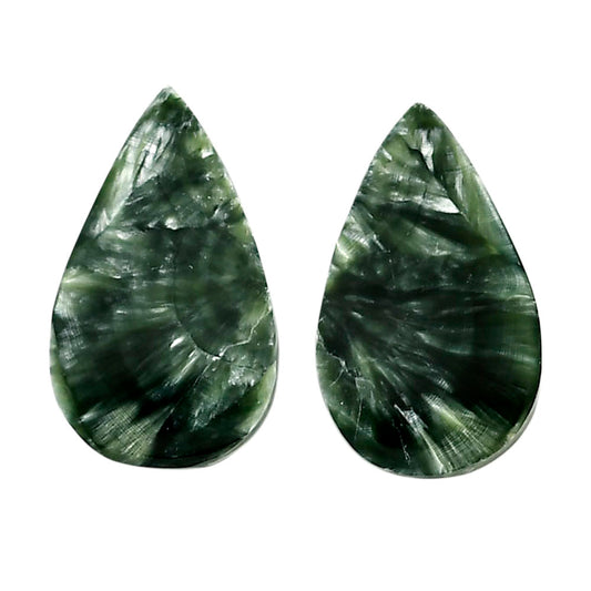 Russian Seraphinite Pair 14.8x23x4 mm Pear Shape Polished Gemstone LS35-04411