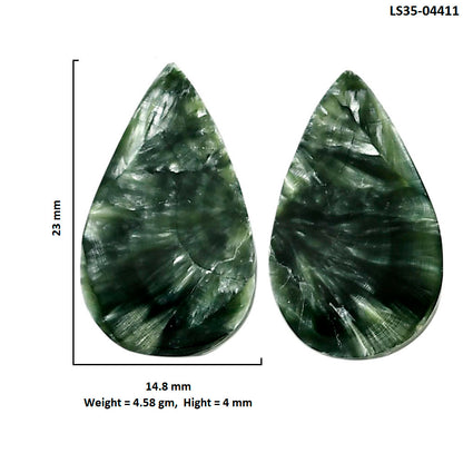 Russian Seraphinite Pair 14.8x23x4 mm Pear Shape Polished Gemstone LS35-04411