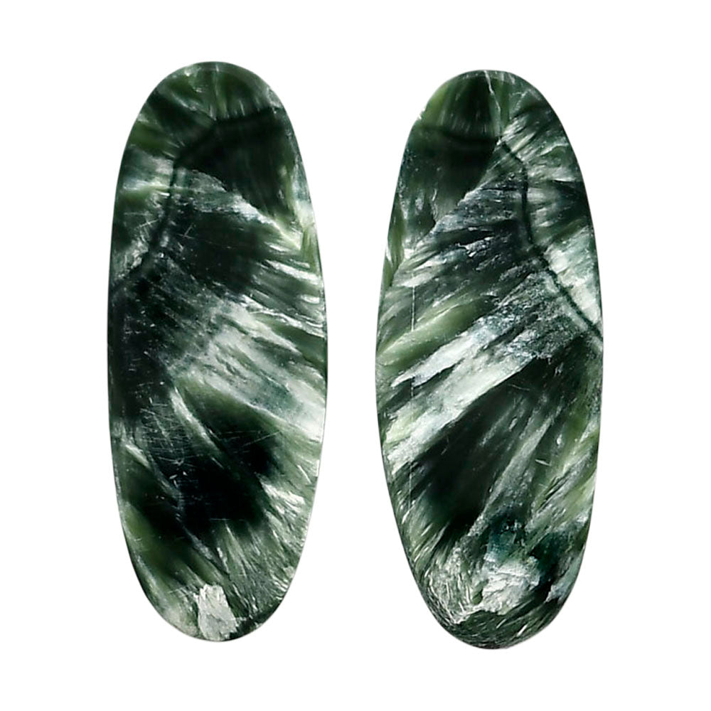 Russian Seraphinite Pair 11.8x30.3x4.5 mm Oval Shape Polished Gemstone LS35-04412