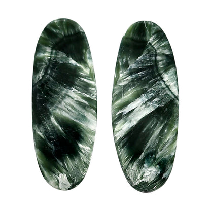 Russian Seraphinite Pair 11.8x30.3x4.5 mm Oval Shape Polished Gemstone LS35-04412