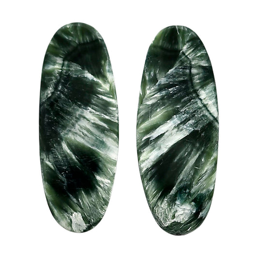 Russian Seraphinite Pair 11.8x30.3x4.5 mm Oval Shape Polished Gemstone LS35-04412