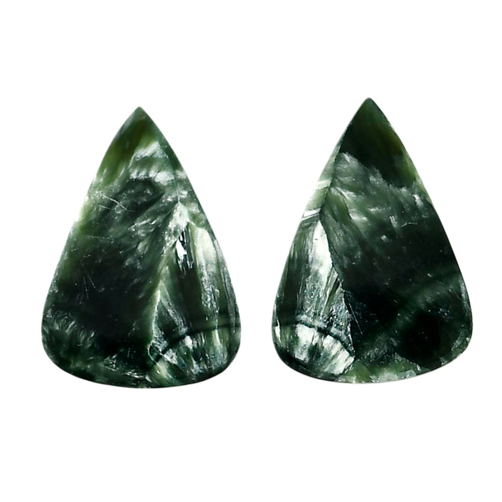 Russian Seraphinite Pair 15.6x22.2x4 mm Pear Shape Polished Gemstone LS35-04413