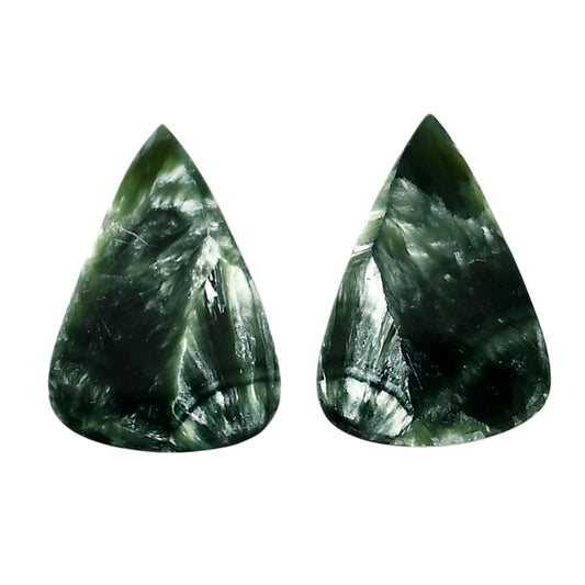 Russian Seraphinite Pair 15.6x22.2x4 mm Pear Shape Polished Gemstone LS35-04413