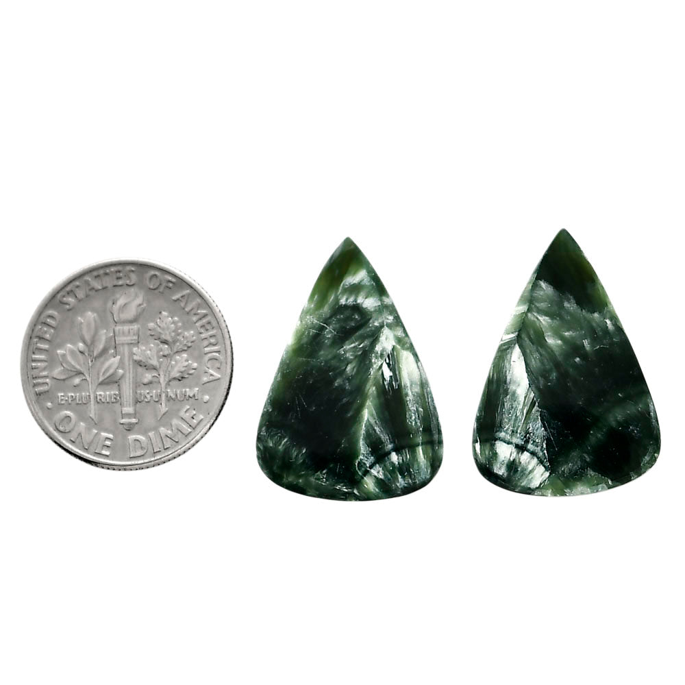 Russian Seraphinite Pair 15.6x22.2x4 mm Pear Shape Polished Gemstone LS35-04413