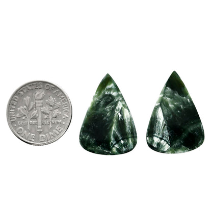 Russian Seraphinite Pair 15.6x22.2x4 mm Pear Shape Polished Gemstone LS35-04413