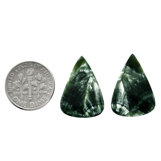 Russian Seraphinite Pair 15.6x22.2x4 mm Pear Shape Polished Gemstone LS35-04413