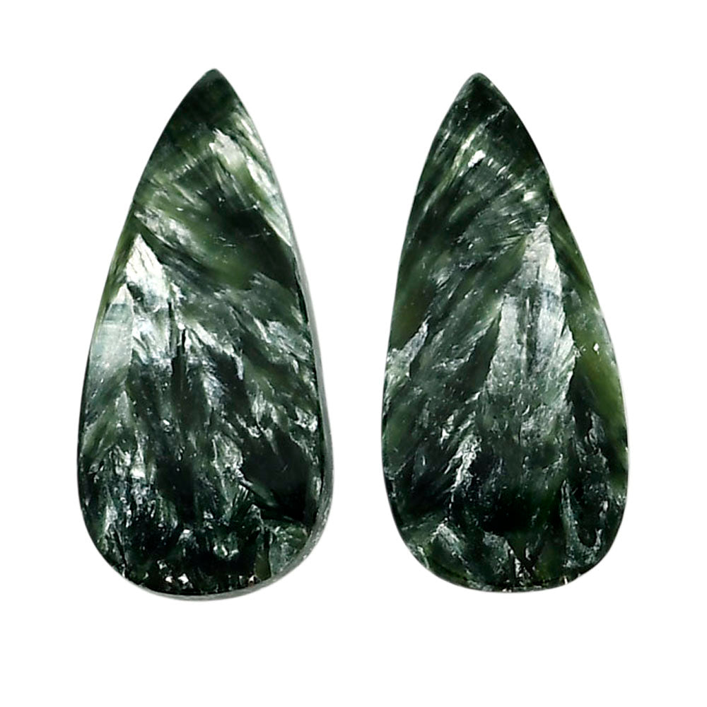 Russian Seraphinite Pair 12.5x26x4.4 mm Pear Shape Polished Gemstone LS35-04414
