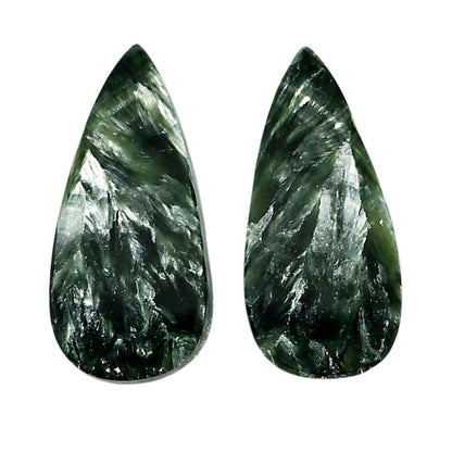 Russian Seraphinite Pair 12.5x26x4.4 mm Pear Shape Polished Gemstone LS35-04414