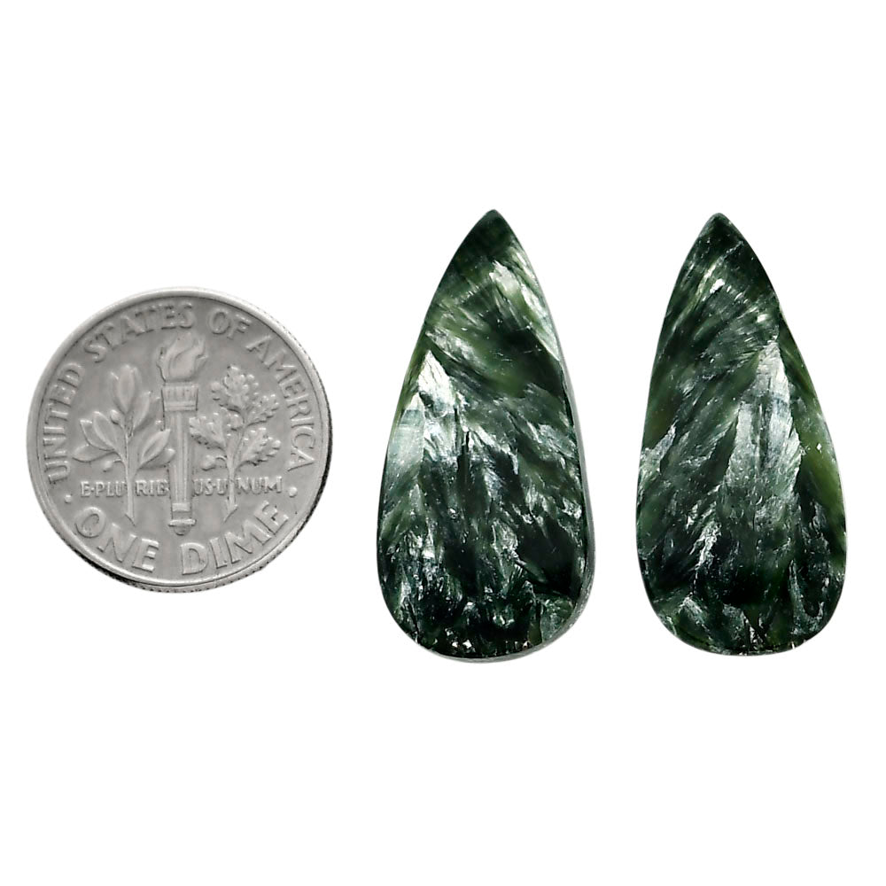 Russian Seraphinite Pair 12.5x26x4.4 mm Pear Shape Polished Gemstone LS35-04414